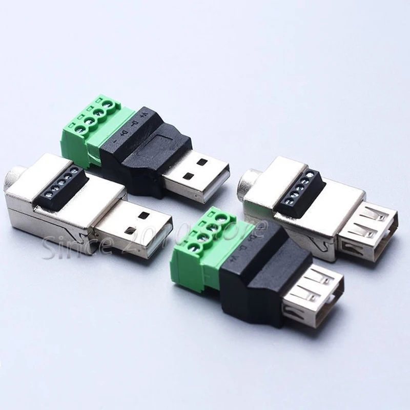 3 Stück/Set USB 2.0 lötfreier Adapter A-Typ Stecker/Buchse auf 4-Pin/5-Pin Schraubklemmen-Stecker, geeignet für DIY-Bausätze ohne Montage – Detail 3