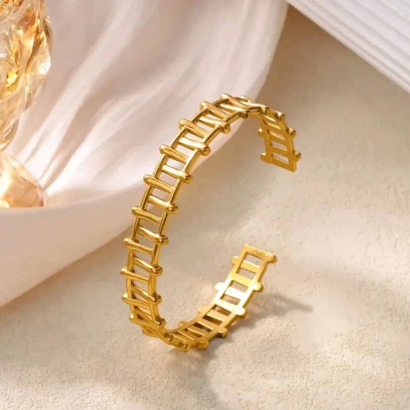 Stainless Steel Geometric Bangle For Women
