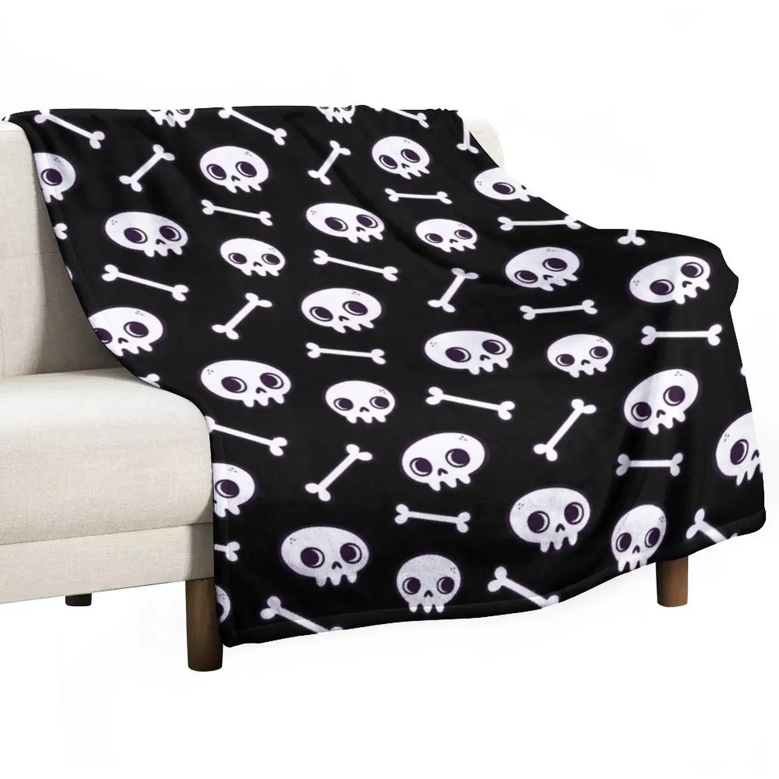 

New Cute Skulls | Nikury Throw Blanket Fluffys Large Fluffy Shaggy Flannel Plaid on the sofa Blankets
