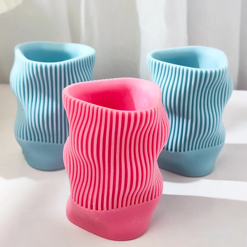 

SZ832 Water Ripple Pen Holder Container Silicone Mold DIY Gypsum Cement Flower Vase Mould