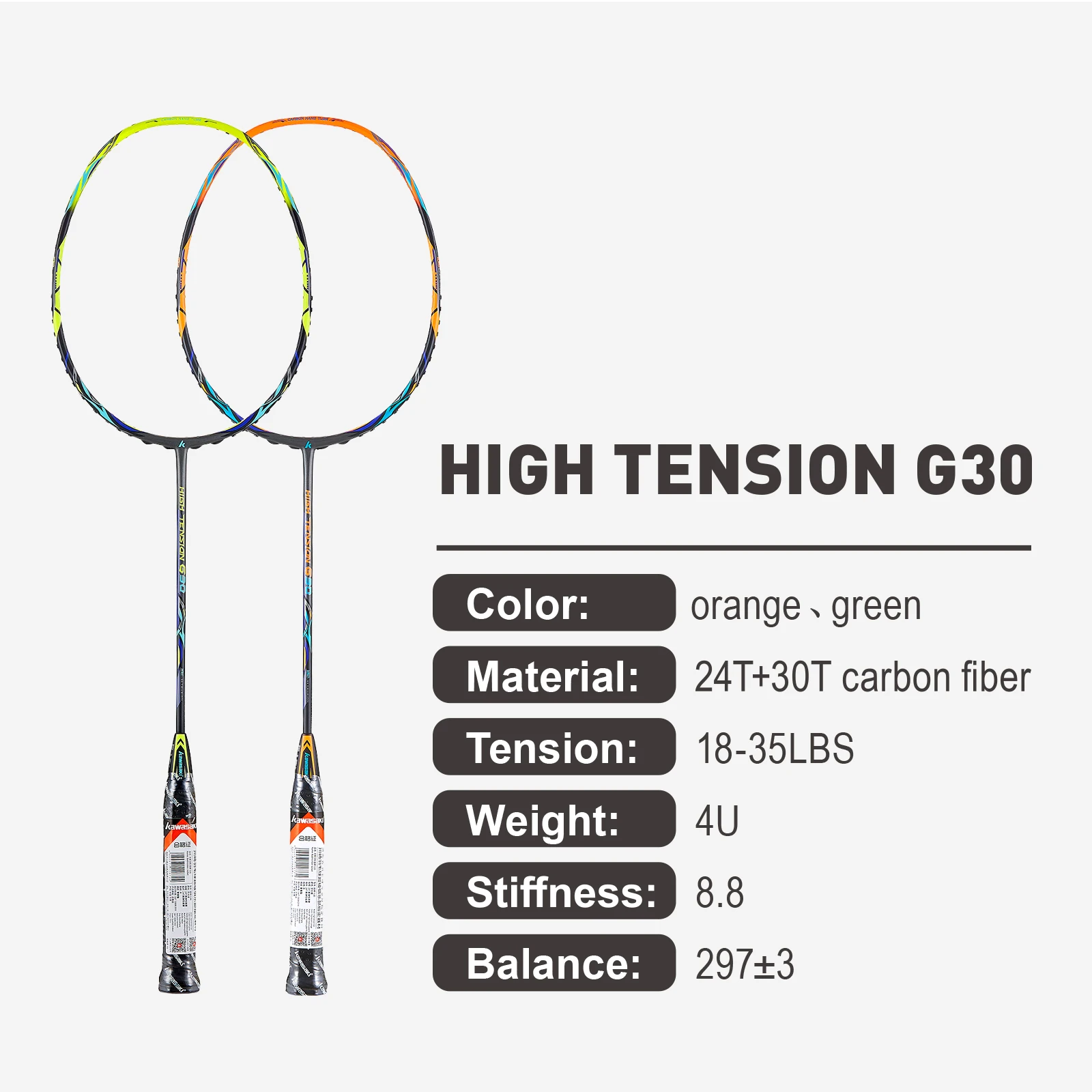 

Kawasaki Badminton Racket High Tension G30 4U 30T Carbon Fiber Badminton Racket For Professional Players ракетка для бадминтона