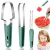 3-in-1 Watermelon Fork Slicer Cutter, 2024 Stainless Steel Fruit Watermelon Cutting Tool Fork Slicer Knife Set for Home Kitchen