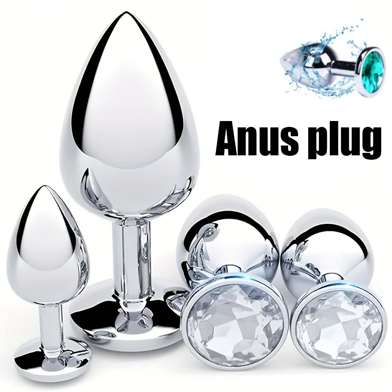 Metal Jewel Crystal Butt Plug Set, Analplug aus Edelstahl für Anfänger und Paare, glattes Trainingsspielzeug in mehreren Größen