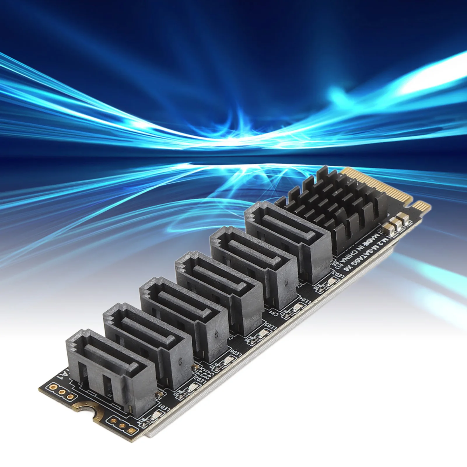 M.2 to SATA3.0 Adapter Card 6Gbps High Speed ASM1166 M.2 PCIE to SATA Expansion Card with Smart Indicator Computer Accessories
