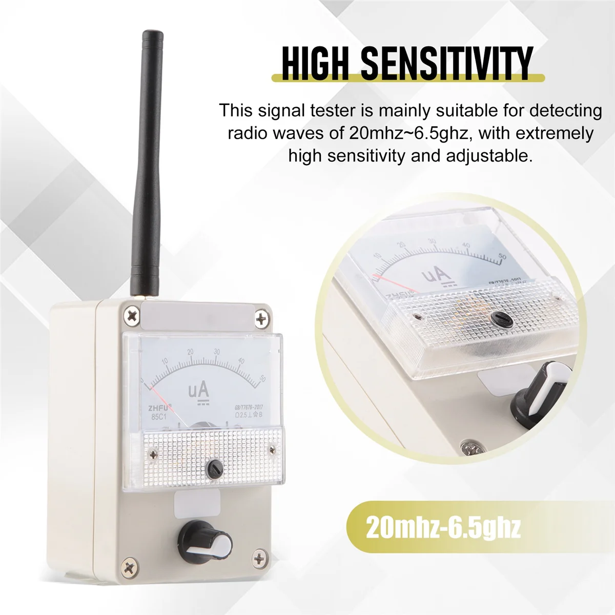 RF Signal Level Meter 100K‑1000MHz Field Strength Indicator Signal Strength Meter for Radio Antenna Radiation