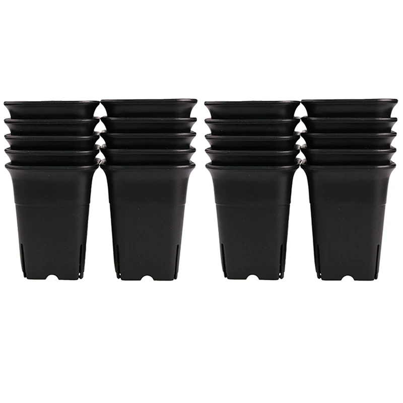 

AT14 24PCS-Pack Black Square Plastic Succulent Plant Pot For Plant Flowers Cactus, Etc., Black Nursery Flower Pot