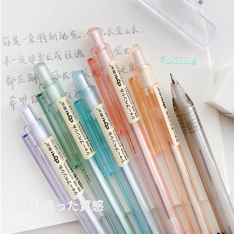 2Pcs School Supplies Japanese Stationery Translucent Automatic Pencil for Writing 0.5mm Mechanical Pencil 2pcs blank cloth practice brush copybook water writing cloth chinese calligraphy practice