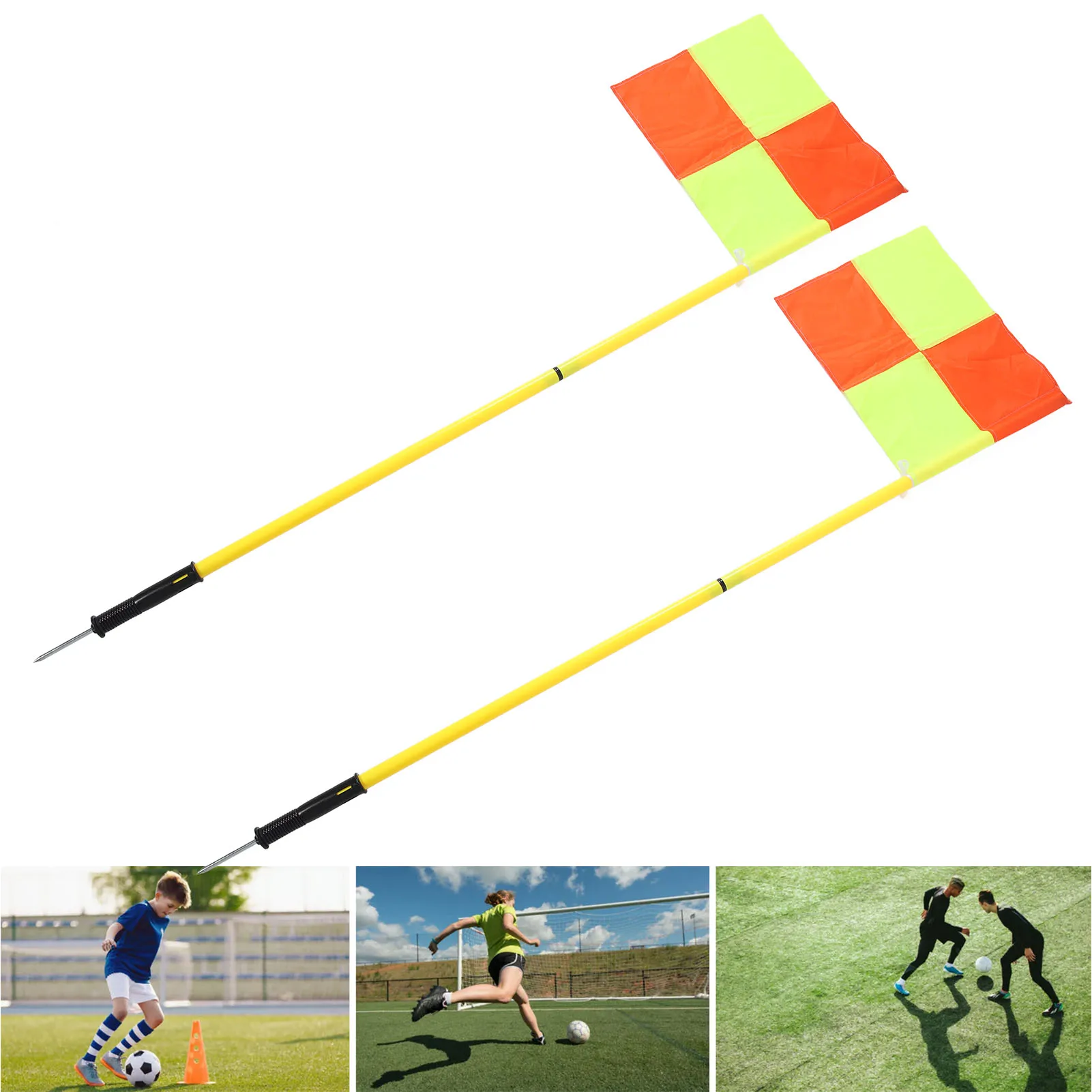 Soccer Flags Pole Corner Flags Set for Soccer Field with 4pcs Square 4pcs 2 Section 1.5m Poles Equipment