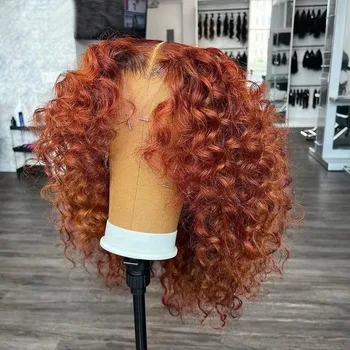 8-22Inch Deep Wave Bob Ginger Orange Lace Front Wigs Bob Human Hair Wig 14 Inch Orange13x4 Deep Wave Lace Frontal Bob Wigs Human 1