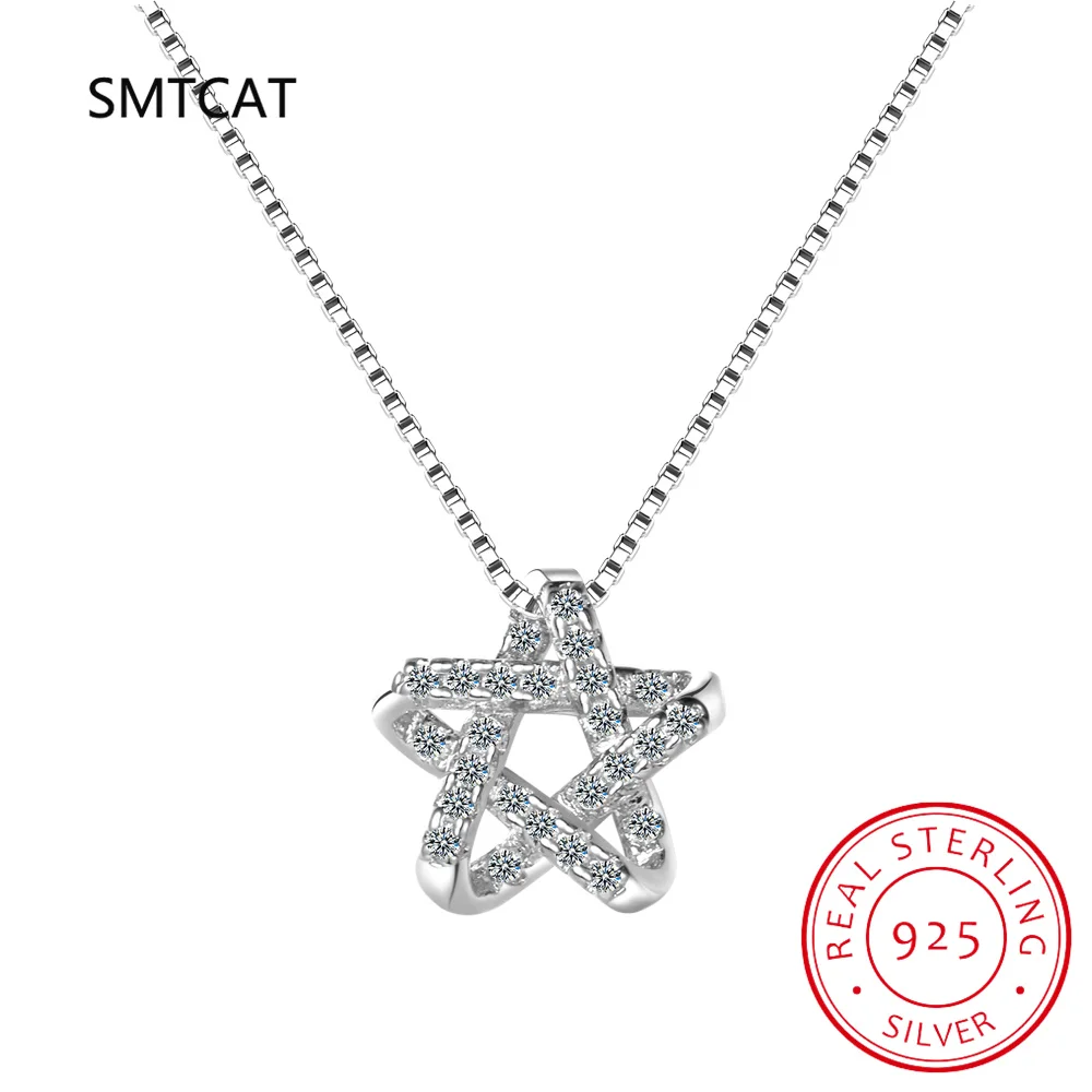 Pendant Necklace 925 Sterling Silver Star of David Pendant Necklace Pave Setting CZ for Women Birthday Gift Fashion Fine Jewelry BSN290 Silver Necklace,Silver Pendant