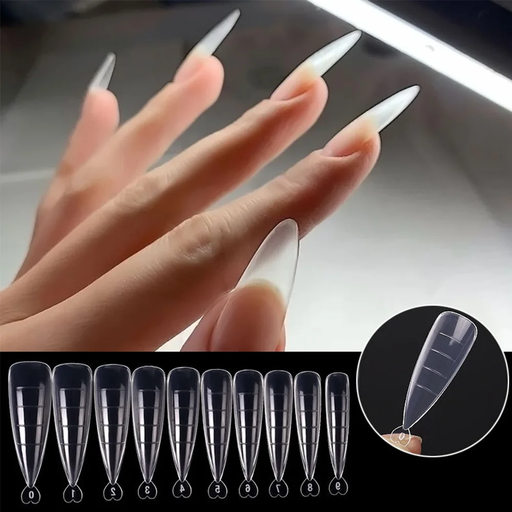 풀 커버 천연 네일 아트 UV 젤 빌더, 아크릴 퀵 빌딩 가짜 손톱, DIY 젤 몰드 팁, 네일 확장, 듀얼 폼