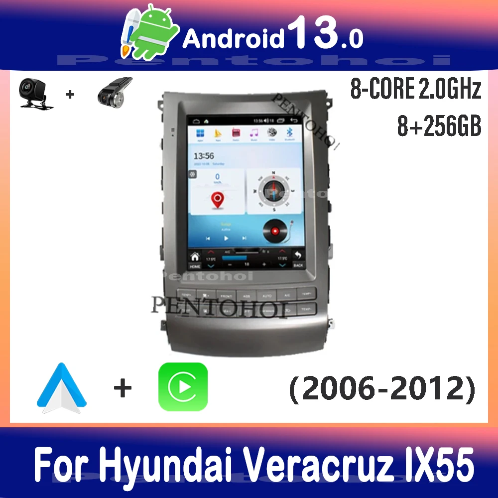

Автомобильный радиоприемник Pentohoi для Hyundai Veracruz IX55 2006-2012 Android 13 Tesla Style автомобильный DVD мультимедийный плеер автомобильное радио GPS Carplay