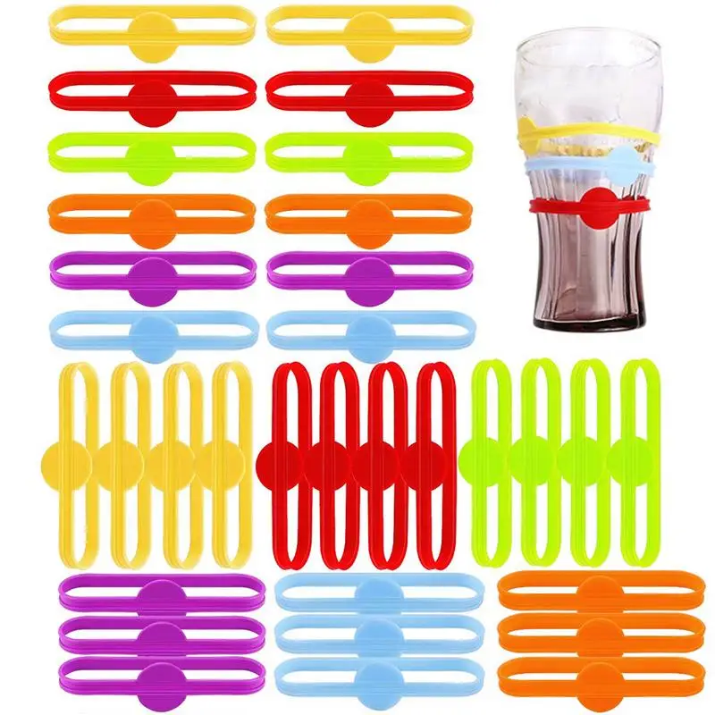 

Set Reusable Silicone Beverage Markers Drink Marker Wine Glass Silicone Strip Tag Marker