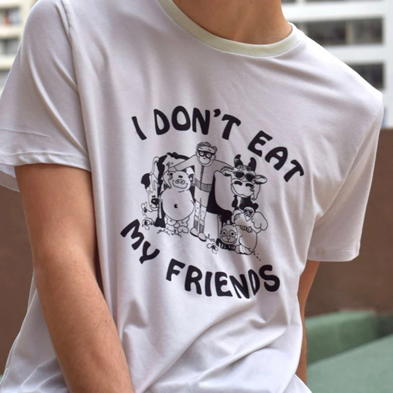 

Женская футболка из хлопка с надписью «I't Eat My Friends»