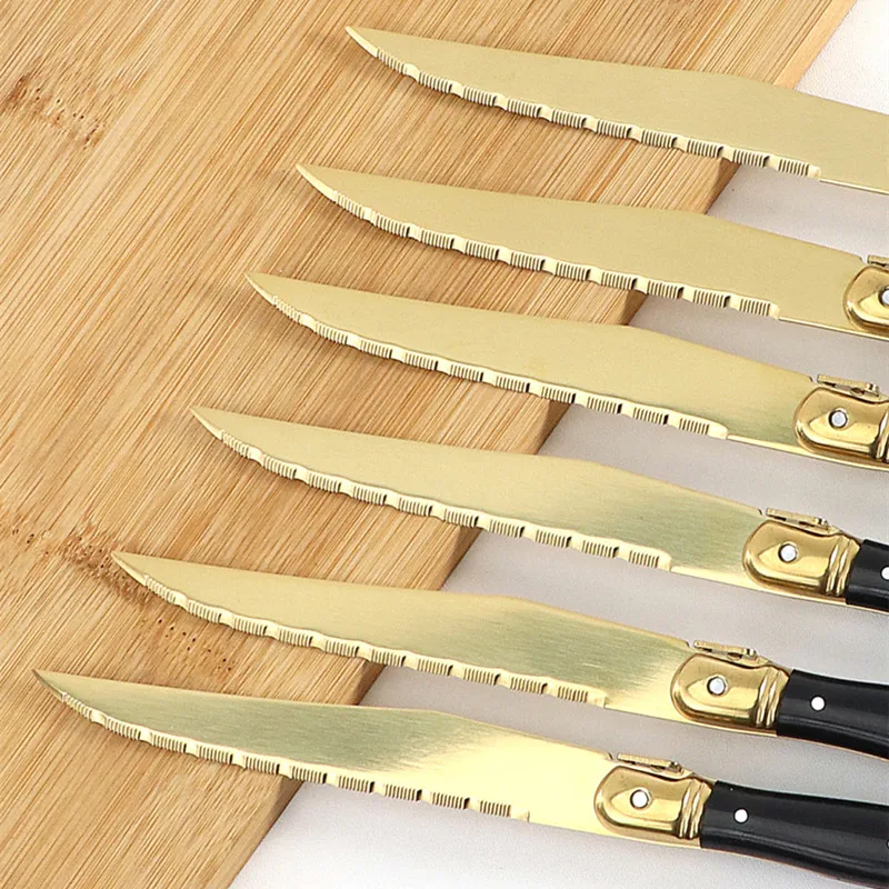 PLYS-Luxury Gold Kitchen Knife Set Stainless Steel Blade with Golden  Titanium Plating Chef Knife Set for Kitchen