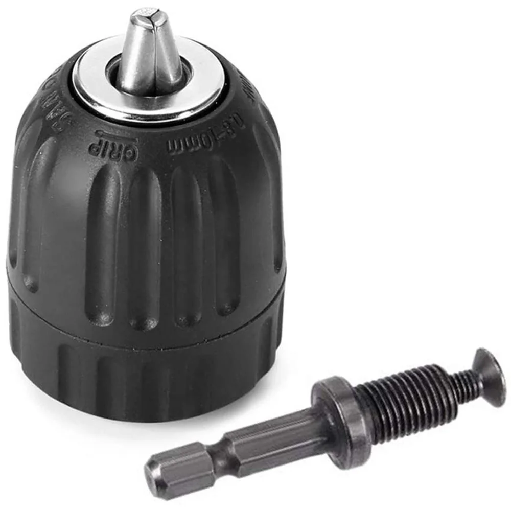 0.8-10mm Keyless Drill Chuck Converter 3/8"-24UNF Thread Quick Change Adapter 1/4" Hex Shank