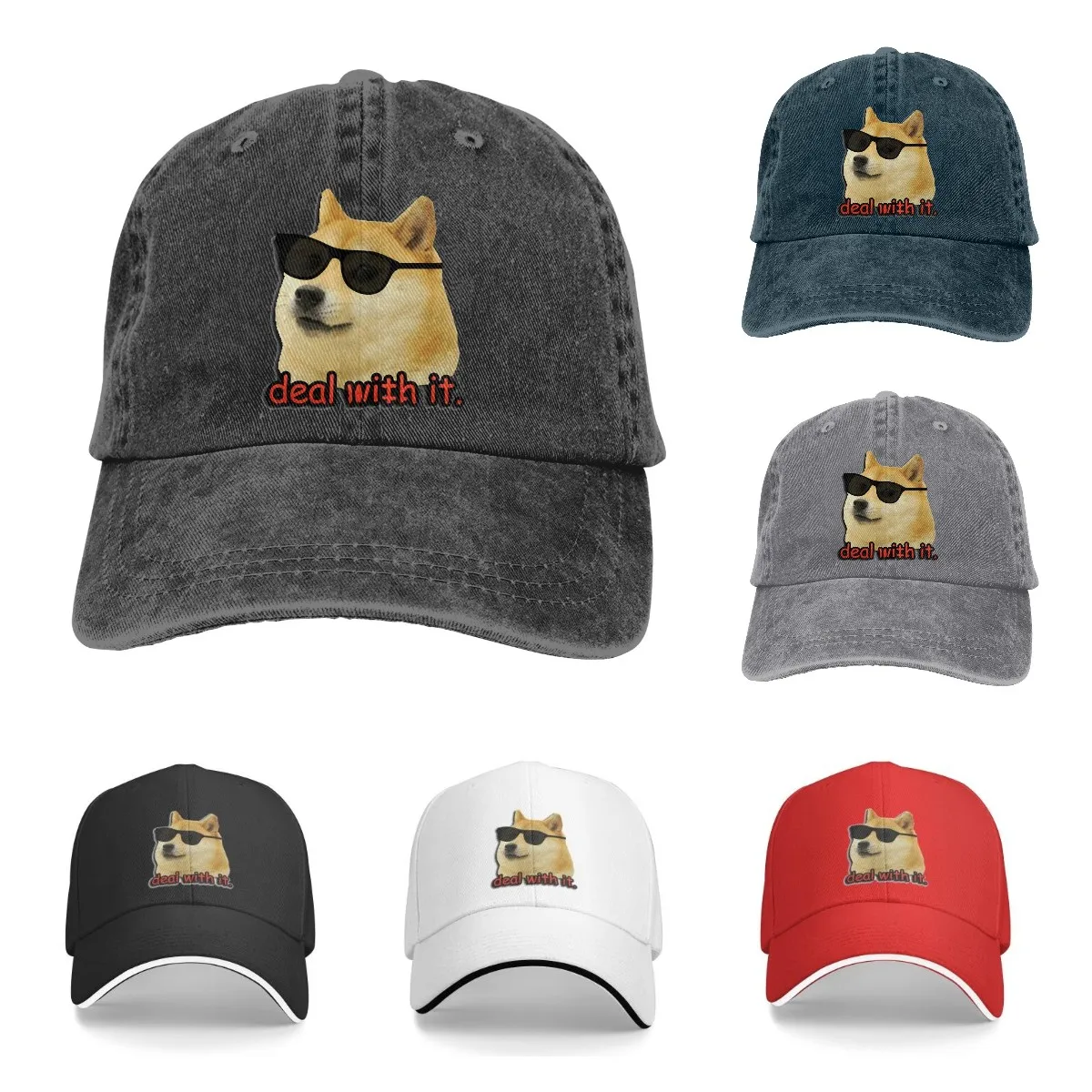 

Doge Deal With It Dog Meme The Baseball Cap Peaked capt Sport Unisex Outdoor Custom Dogecoin Funny Bitcoin Hats