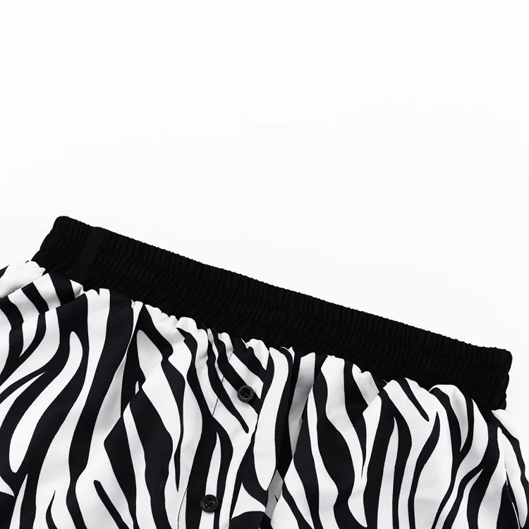 Women Two Piece Sets Outfits Zebra Printed Loose Shirt Tops And High Waist Shorts Set 2025 Casual Streetwear Summer New