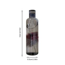 Leak - Proof Transparent Water Bottle with Time Marker - 500ml - 500ml (BK)
