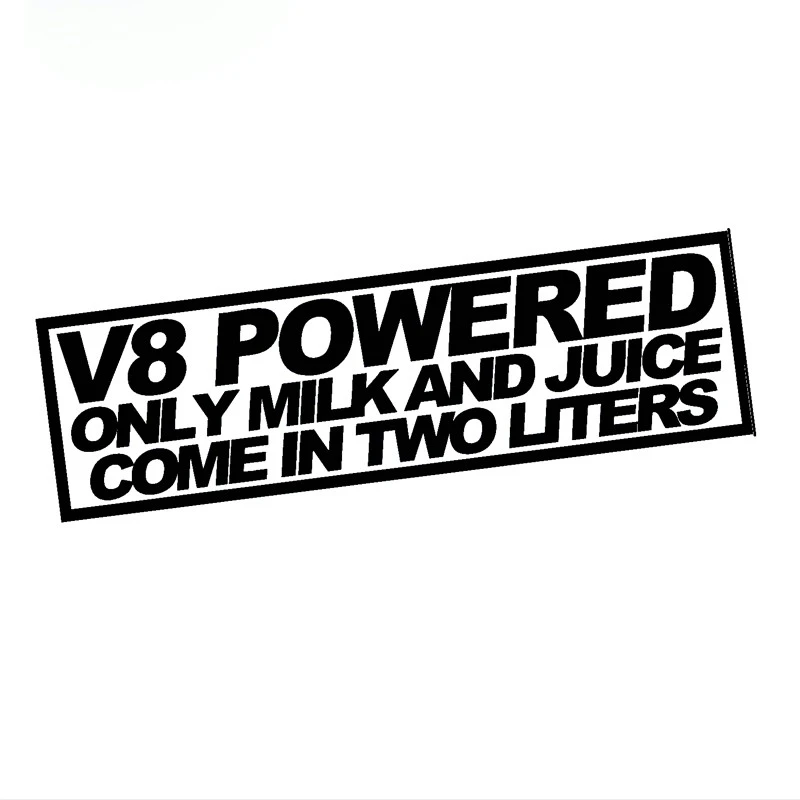 V8 Powered Milk Juice 2 Litri Sticker Funny Race Mustang Jdm Drift Decal Words Car Sticker,18Cm X 7.3Cm