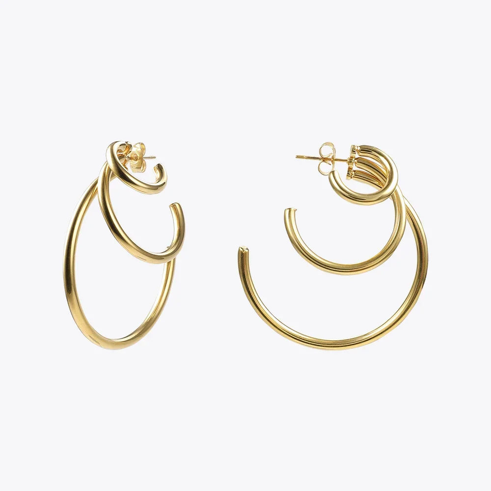 

ENFASHION Multi-layer C Shape Drop Earrings For Women Gold Color Statement Big Dangle Earings Fashion Jewelry Pendientes E191115