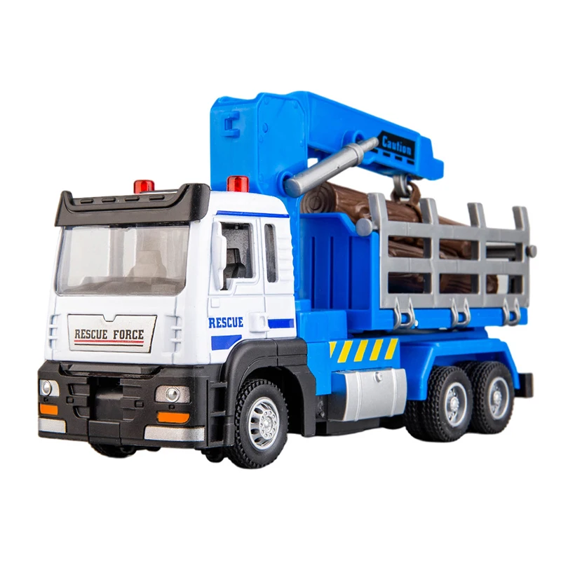 

1/50 Scale Simulation Logging Truck Alloy Engineering Vehicle Model Sound And Light Pull Back Transport Toys Cars Kids Gift