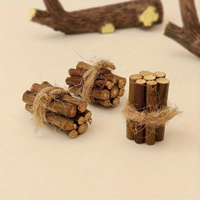 Scale Handcrafted Firewood Model, Mixed Color Dollhouse Accessory for Mini Kitchen & Garden Scene, No Electricity Needed