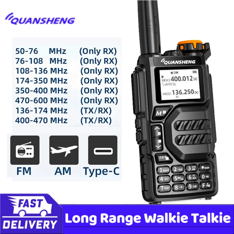 

Quansheng UVK5 Walkie Talkie 50-600 MHz Full Band Type C Charger AM DTMF Scrambler NOAA UVK6 K58 UV-5R Plus FM Ham Two Way Radio