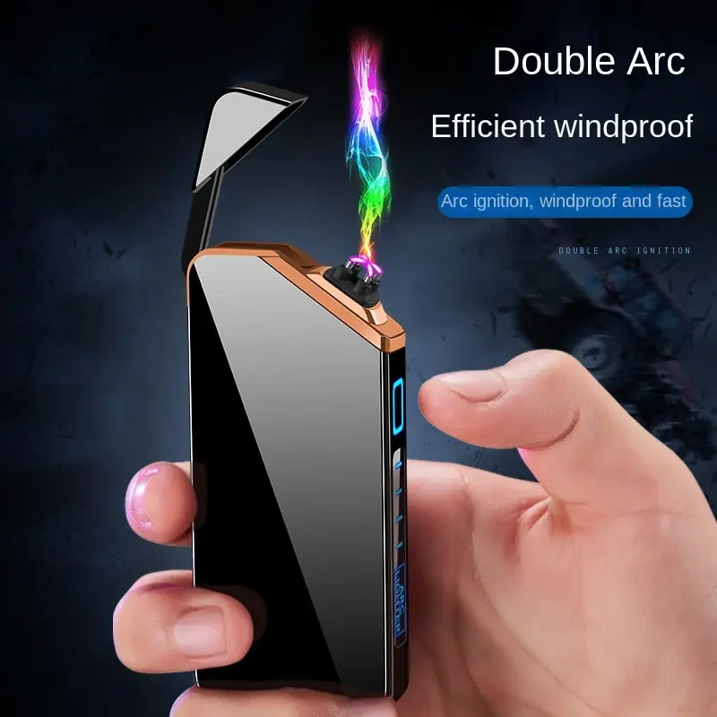 

2023 New Rechargeable Double Arc Lighter Metal Windproof Touch Sensor Plasma USB Flameless Lighter Men's High End Gift