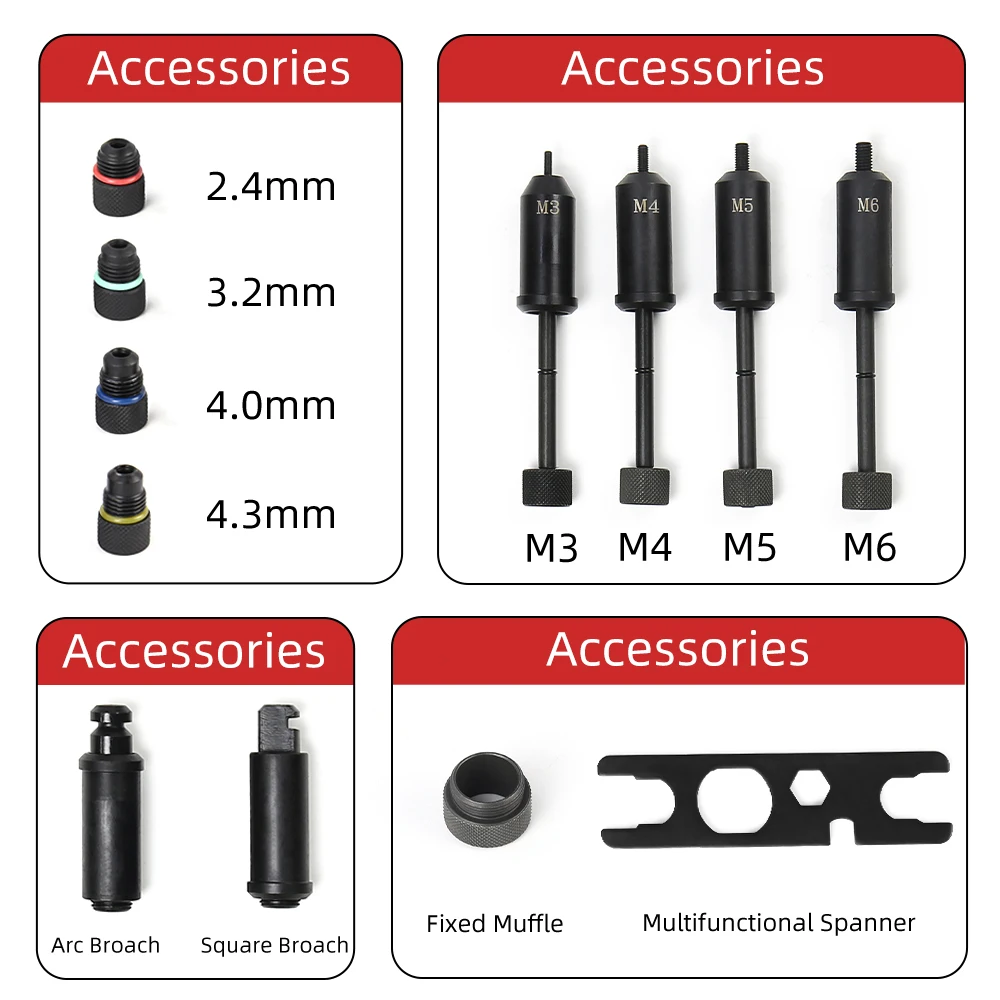 ALLSOME 360&deg; Swivel Head Rivet Nut Guns 3 in 1 Hand Riveter of Sleeve Nuts Threaded Tool for Auto M3/4/5/6 Multi Reaming