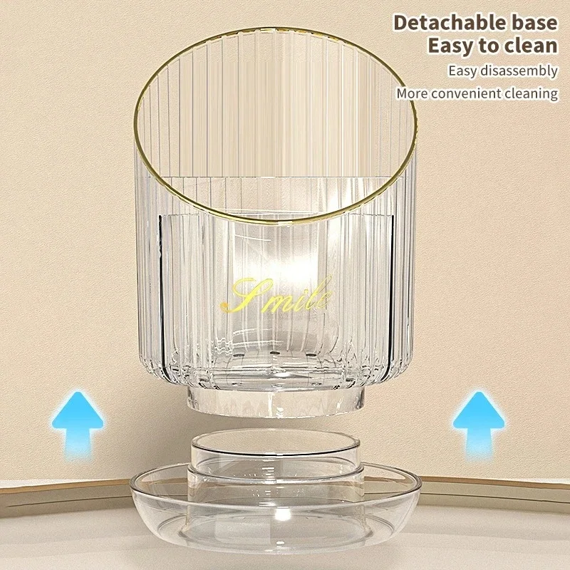 2025Makeup Storage Bucket 360° Rotating Transparent Simple Lig t Luxury Cosmetics Brush Lipstick Holder Stationery Organizer Box 3