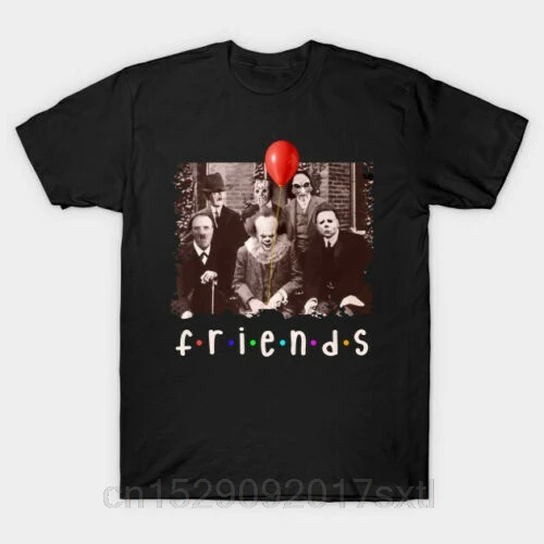 

Friends Halloween Horror Team Scary Movies IT Spooky Clown Jason Black T-Shirt