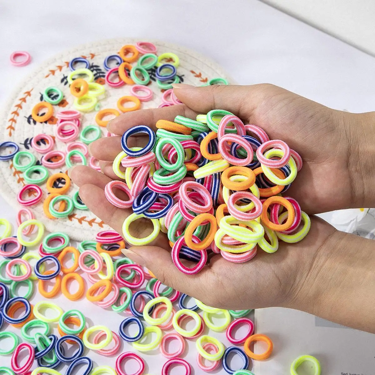 100pcs Small Elastic Hair Ties for Girls Non-Slip Gentle on Hair rubber band hair ties