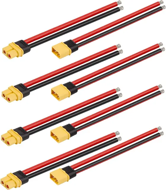 4 Pairs XT60 Plug Female and Male Connector with 150mm 10AWG Wire for RC Lipo Battery FPV Racing Drone
