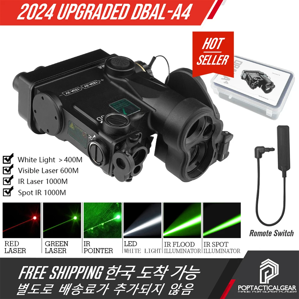 

2024 NEW DBAL-A4 DUAL BEAM AIMING LASER with Infrared Spot Flood Illuminator Tactical Light for 7.62/5.56 Airsoft Accessories