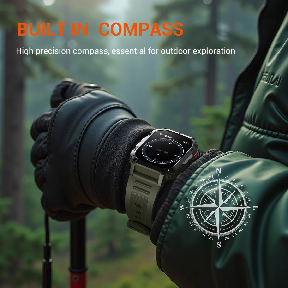 Blackview 2025 New  Waterproof Rugged Smart Watch W70 Pro 900mAh Rugged Smart Watch for Outdoor With Emergency Lighting, Compass 5