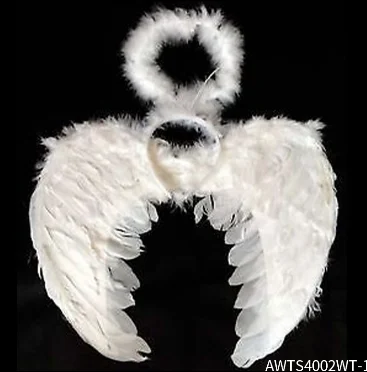 PESENAR Easter Christmas Angel Dress Up White Feather Wing Head Button Set of 2