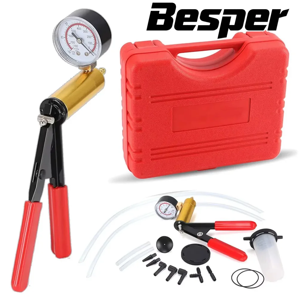 2 in 1 manuelle Vakuum druckpumpe Brems flüssigkeits entleerung ssatz Vakuumpistolen-Pumpen tester Kit tragbares, langlebiges Aluminium-Vakuum meter