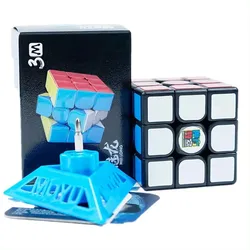 Magnetic Moyu Meilong 3x3 Speed Cube - Professional Puzzle Toy for Children (Black/Stickerless) (3M Black)