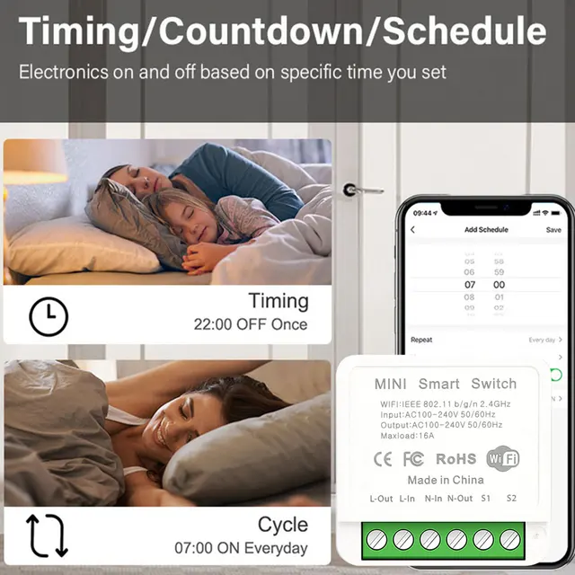 16A Mini Wifi DIY Light Switches Module 2-way Control Work With Tuya Smart Life Alexa Alice Google Home 2