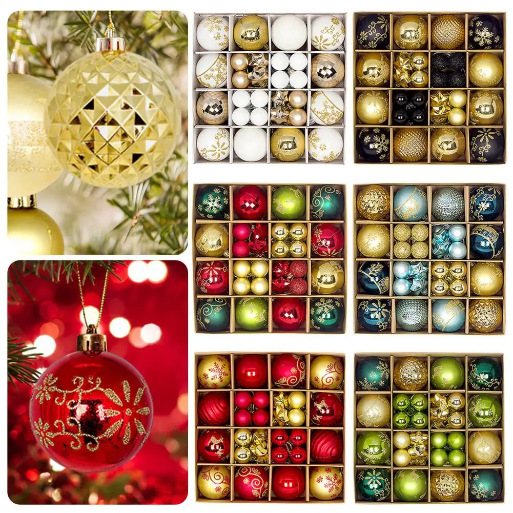 

Lightweight Christmas Ball Exquisite Pattern Christmas Ball Ornaments for Festive Xmas Tree Decoration 44pcs Holiday Party