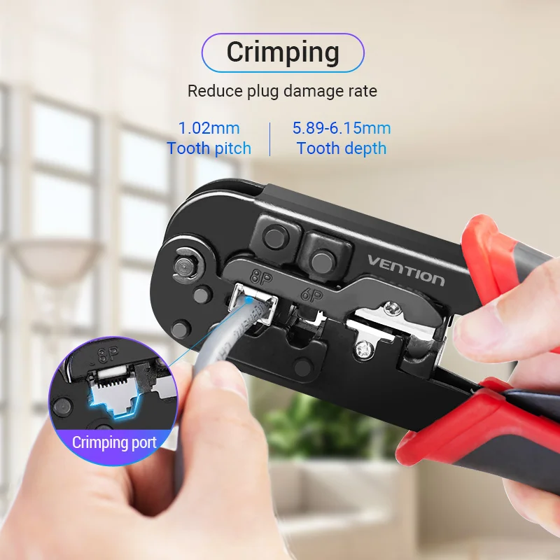 Vention RJ45 Crimping Tool RJ45 Network Cutting Tools 8P Crimper Cutter Stripper Plier for Modular RJ12 RJ11 Crimp Crimper