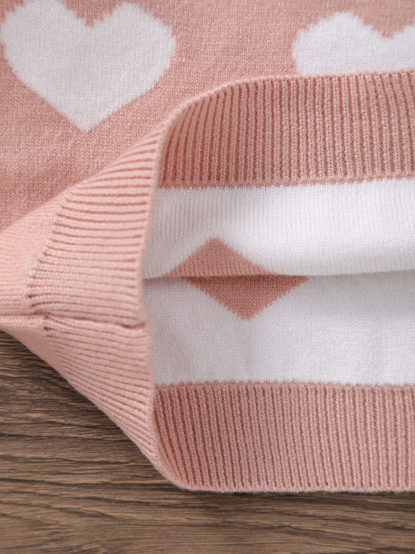 여아용 하트 자카드 니트 라운드넥 스웨터, 달콤하고 귀엽고, 스타일리시하고 다재다능한 따뜻한 스웨터, 해외 무역에서 인기