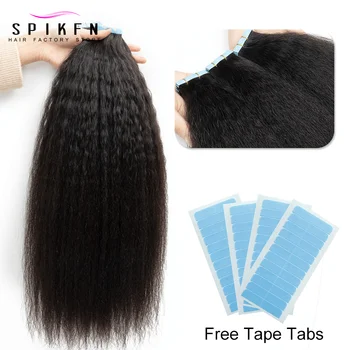 Kinky Straight Tape In Hair Extensions Human Hair for Black Women Tape In Hair Extension Real Human Hair Tape on Remy Hair 20pcs