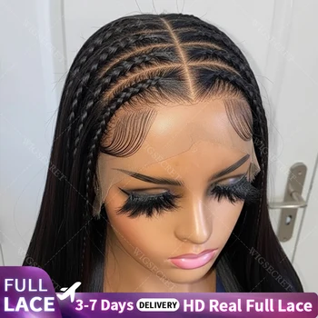 Real Full Lace Wigs Human Hair Straight Lace Front Natural Virgin Hair Wig For Women Pre Plucked HD Transparent Lace Frontal Wig