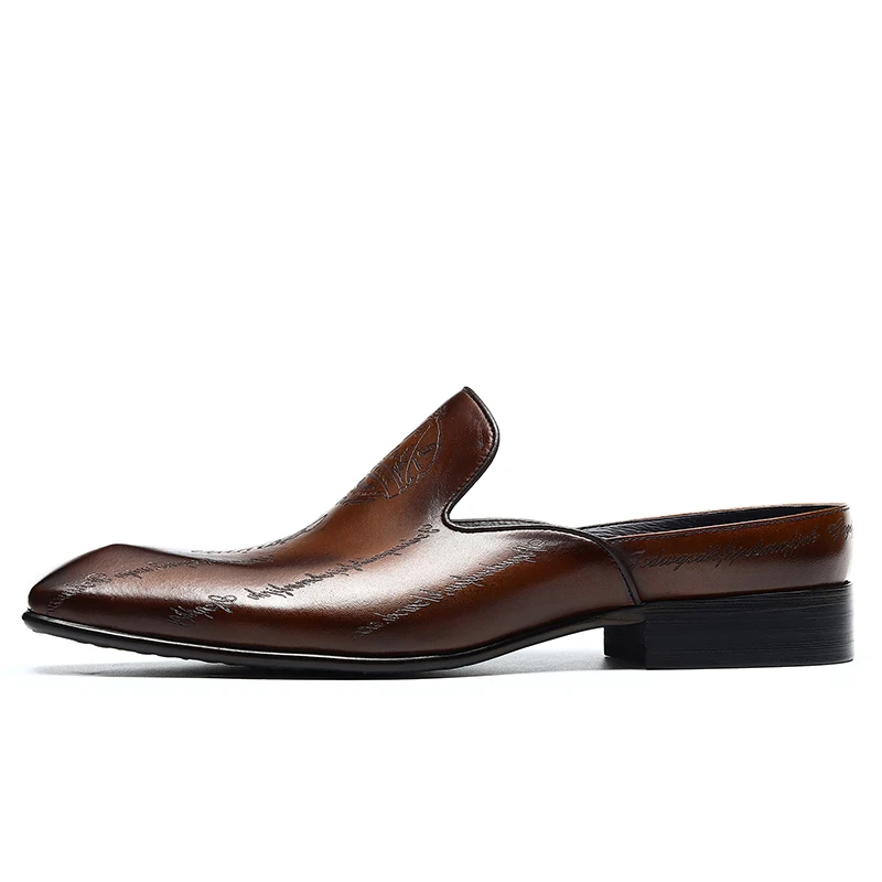 Men's Genuine Leather Spring Luxury Brand Elegant Slip On Slippers Designer Wedding Shoes Bride For Men Moccasin Shoe