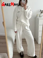 Ensemble de survêtement printanier pour femme avec pantalon large, blanc, oversize, deux pièces, classique, pour femme 2026 5