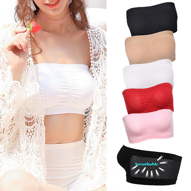 Strapless Tube Bra - Breathable Mesh Wireless Bra for Women | Summer Crop Top Bralette