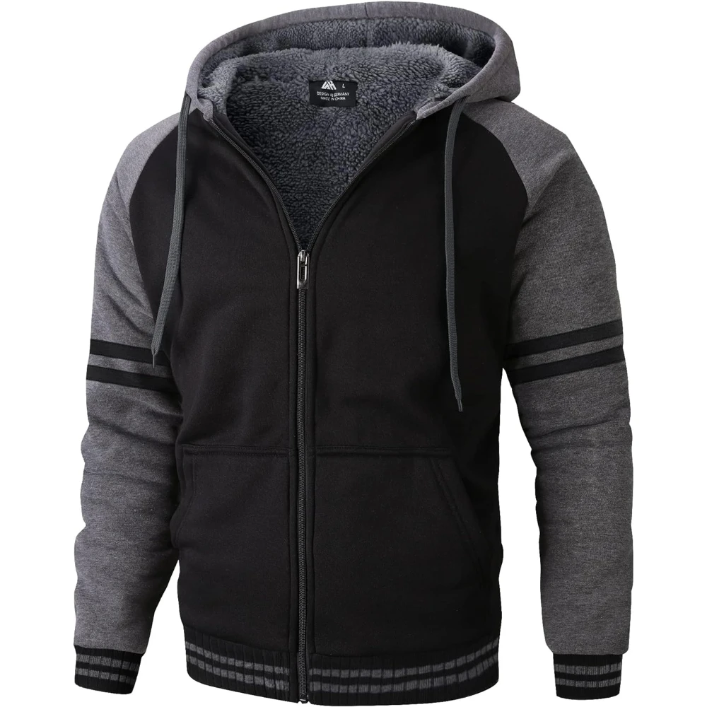 

CMS Hoodies for Men Heavyweight Fleece Sweatshirt - Full Zip Up Thick Sherpa Lined