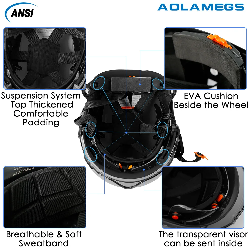 Safety Helmet with Double Visor Goggle for Engineer Hard Hat ANSI Industrial ABS